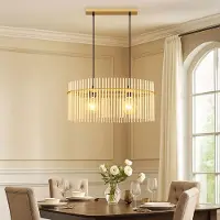 Globo Lighting LED Hängeleuchte, Glasstäbe opal, gold, L 60 cm