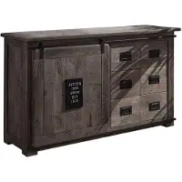 MASSIVMOEBEL24.DE MASSIVMOEBEL24 Sideboard Mango 140x45x85 grau lackiert RAILWAY #221