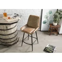 MASSIVMOEBEL24.DE MASSIVMOEBEL24 Barstuhl Echtleder 52x57x108 beige IRON LABEL #615
