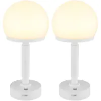 Globo Lighting 2er Set LED Tischleuchte, Touchdimmer, Pilz, Akku, weiß, H 29,5 cm