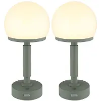 Globo Lighting 2er Set LED Tischleuchte, Touchdimmer, Pilz, Akku, grün, H 29,5 cm