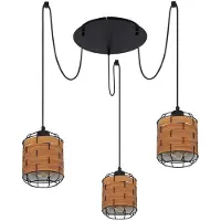 Etc-shop Hängeleuchte, Textilkabel, Holzoptik, braun, H 200 cm