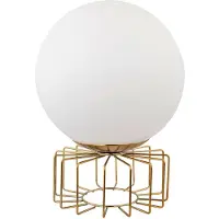 Globo Tischlampe, Metall messing, Glas opal, Schalter, 15 cm