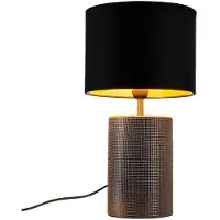 Fischer Leuchten LED Tischleuchte, bronzefarben, Stoff, Keramik