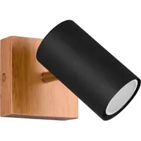 Etc-shop RGB LED Wandleuchte, Holz, schwarz, Spot verstellbar, H 16 cm