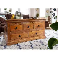MASSIVMOEBEL24.DE MASSIVMOEBEL24 Couchtisch Akazie 90x90x50 honig lackiert OXFORD #0320