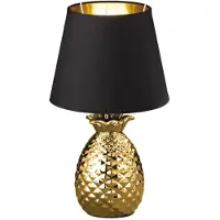 Etc-shop Tischleuchte, Keramik, gold, schwarz, Vintage, H 35cm