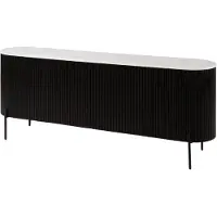 MASSIVMOEBEL24.DE MASSIVMOEBEL24 Sideboard Mango 200x40x76 schwarz lackiert / Marmor weiß BARCELONA #102