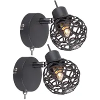 Etc-shop 2x Wandleuchte, Alu-Geflecht, Kristall, beweglich, H 13 cm
