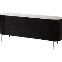 MASSIVMOEBEL24.DE MASSIVMOEBEL24 Sideboard Mango 180x40x76 schwarz lackiert / Marmor weiß BARCELONA #101