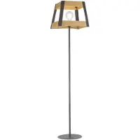 Etc-shop LED Stehleuchte, Eisen schwarz, Holz natur, H 120 cm