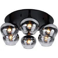 Globo Lighting Deckenleuchte, Metall schwarz, Glas rauch, D 65 cm