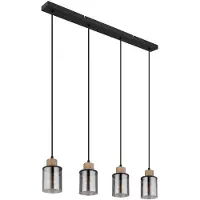 Globo Pendelleuchte, Metall, Schwarz-matt, Rauchglas, L 78 cm