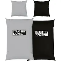 Herding STRASSENKICKER Bettwäsche-Set 'Grau' - 80-x-80-cm-155-x-220-cm, Deckenbezug im Lieferumfang enthalten, Kissenbezug enthalten