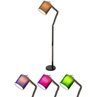 Globo Lighting Smart RGB LED Stehlampe, Holz, Textil, grau, schwarz, beweglich, H 172 cm