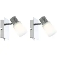 Etc-shop 2er Set LED Wandleuchte, chrom, Alabaster Optik L 15,5 cm