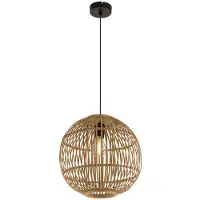 Globo Lighting LED Hängelampe, Bambus-Geflecht Kugel, Natur, H 150 cm