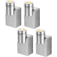 Etc-shop 4er Set LED Wandleuchten aus gebürstetem Alu GORDON