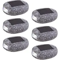 Globo Lighting 6er Set LED Solarleuchten, Stein Design, grau, L 8,5 cm