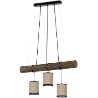 SPOT-LIGHT Pendellampe, Holz Stoffschirm, beige schwarz, Höhe anpassbar