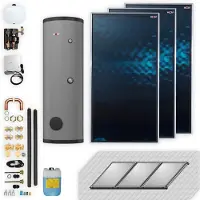 WOLF Solar Paket 6,9 m² mit 3 Flachkollektoren TopSon F3-1, SM2-2 Regelung, Solarspeicher SEM 2-400