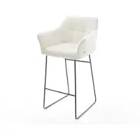 DELIFE Barstuhl Yulo-Flex Bouclé Soft Beige Kufengestell Metall Schwarz
