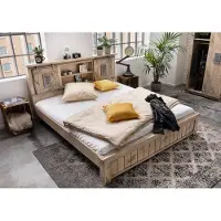 MASSIVMOEBEL24.DE Bett Mango 160x200x105 whitewash lackiert RAILWAY #373
