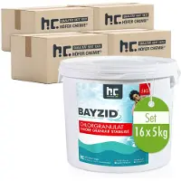 Höfer Chemie 16x5 kg BAYZID Chlorgranulat für Pools mit Aktivchlor zur Poolwasser Desinfektion