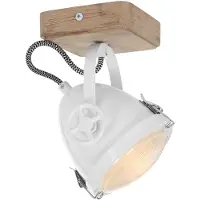 Etc-shop LED Deckenleuchte, Holz, weiß, Spot beweglich, H 18 cm