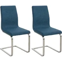 CLP 2er Set Esszimmerstühle Belfort mit Stoffbezug blau