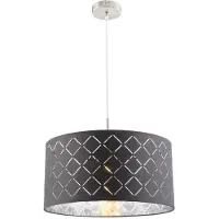 Etc-shop Hängelampe, Textil, schwarz, silber, 40 cm