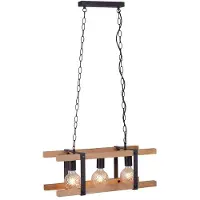 Etc-shop Pendellampe, Holz Metall, 3 flammig, H 120 cm