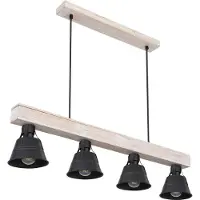 Globo Hängeleuchte, Balken natur, schwarz-matt, L 85 cm