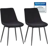 Albatros BOSA Samtstuhl Schwarz – 2er-Set Esszimmerstühle im modernen Retro-Design, gepolstert & ergonomisch, DEKRA-, pflegeleichter Bezug
