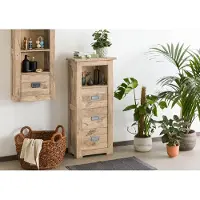 MASSIVMOEBEL24.DE MASSIVMOEBEL24 Kommode Mango 50x30x120 whitewash lackiert RAILWAY #381