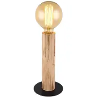 Etc-shop Tischleuchte, Holz, Metall, Schwarz, Schalter, H 30 cm
