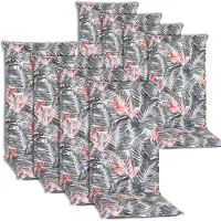 NYVI Hochlehner Auflagen Piemont 8er Set - 118x46x8 cm Paradiesvogelblume - Extra Starker 8cm Sitzpolster - Gartenmöbel Auflagen mit Halteband & Bindebändern