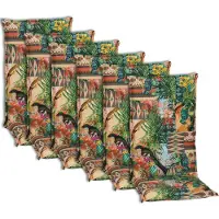 NYVI Hochlehner Auflagen Piemont 6er Set - 118x46x8 cm Dschungel - Extra Starker 8cm Sitzpolster - Gartenmöbel Auflagen mit Halteband & Bindebändern