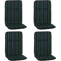 NYVI Hochlehner Auflagen Hawaii 4er Set - 114x47 cm Blau Dunkelgrün Gestreift - Gartenmöbel Auflage mit 5 cm Polster und Gummi-Halteband