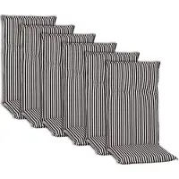 NYVI Hochlehner Auflagen Piemont 6er Set - 118x46x8 cm Schwarz / Weiß - Extra Starker 8cm Sitzpolster - Gartenmöbel Auflagen mit Halteband & Bindebändern