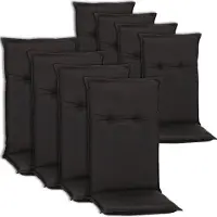 NYVI Hochlehner Auflagen Piemont 8er Set - 118x46x8 cm Anthrazit - Extra Starker 8cm Sitzpolster - Gartenmöbel Auflagen mit Halteband & Bindebändern
