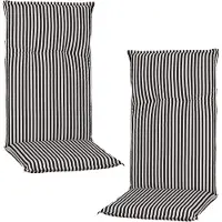 NYVI Hochlehner Auflagen Piemont 2er Set - 118x46x8 cm Schwarz / Weiß - Extra Starker 8cm Sitzpolster - Gartenmöbel Auflagen mit Halteband & Bindebändern