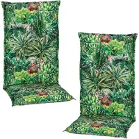 NYVI Hochlehner Auflagen Piemont 2er Set - 118x46x8 cm Kaktuslandschaft - Extra Starker 8cm Sitzpolster - Gartenmöbel Auflagen mit Halteband & Bindebändern