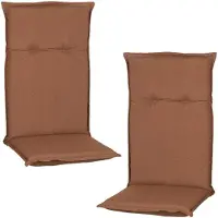 NYVI Hochlehner Auflagen Piemont 2er Set - 118x46x8 cm Dunkelbraun / Kakao - Extra Starker 8cm Sitzpolster - Gartenmöbel Auflagen mit Halteband & Bindebändern