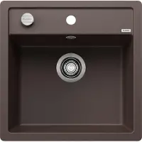 BLANCO DALAGO 5-F, SILGRANIT, cafe, mit Ablauffernbedienung, keine Beckenlage, 500 mm Untermaß, Aufsatzwanne, Quadratisch, Silgranit, Braun, 1 Becken, Coffee