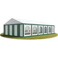 Sonstiges TOOLPORT Festzelt Partyzelt 6x12 m PREMIUM, hochwertige PVC Plane 750 N in grün-weiß 100% wasserdicht mit Bodenrahmen