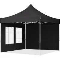TOOLPORT 3x3m Stahl Faltpavillon, inkl. 2 Seitenteile, schwarz
