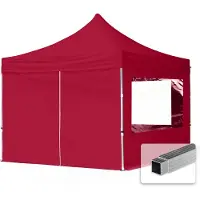 TOOLPORT 3x3m Aluminium Faltpavillon, inkl. 4 Seitenteile, rot