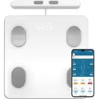 Livoo 3523930110474, Elektronische Personenwaage, 180 kg, 10 g, Weiß, Rechteck, Glas
