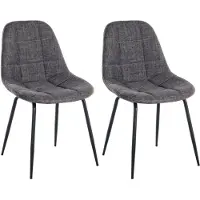CLP 2er Set Stuhl Tom Kunstleder oder Stoff mit Metallgestell hellgrau Material Stoff